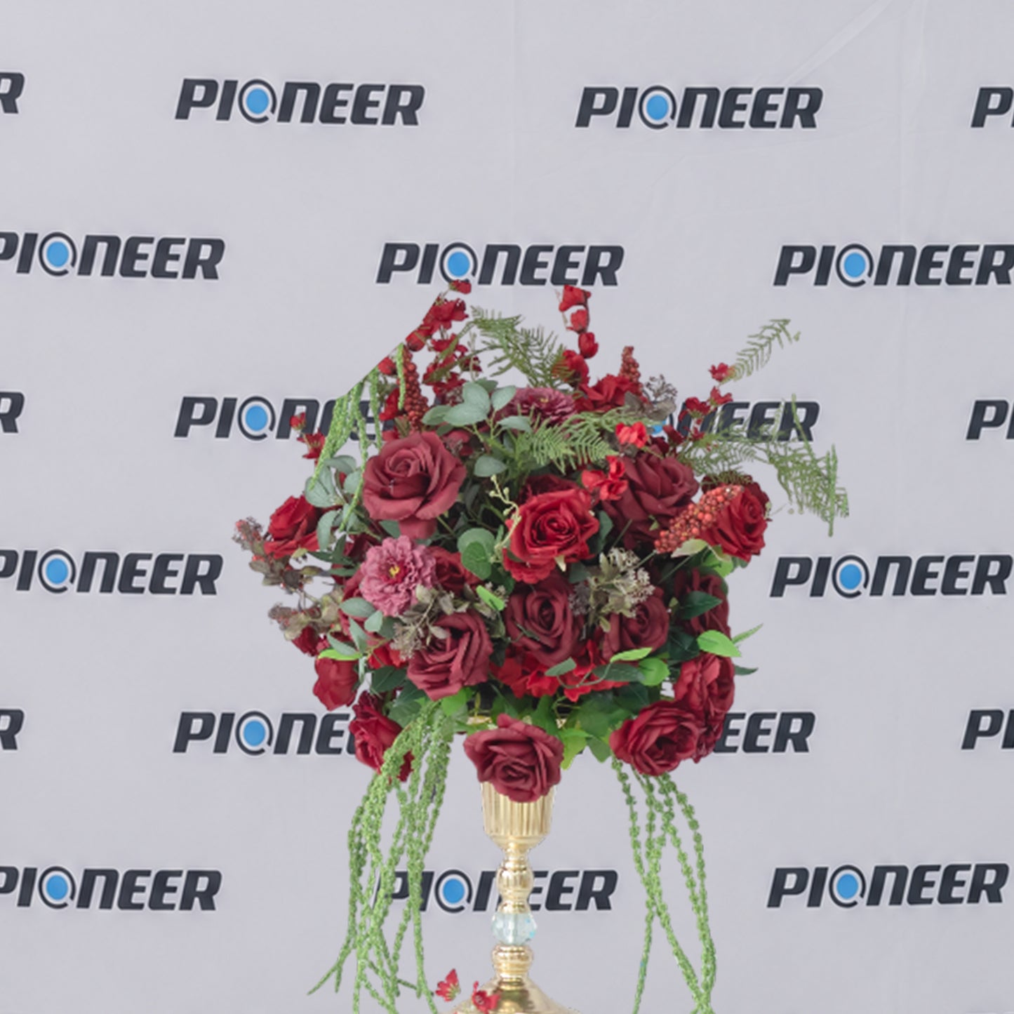 Wine & Crimson Rose Floral Centerpiece Arrangement