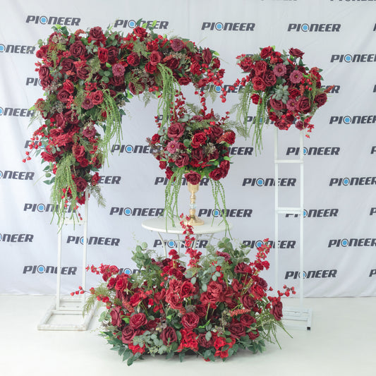 Burgundy Rose & Eucalyptus Floral Runner
