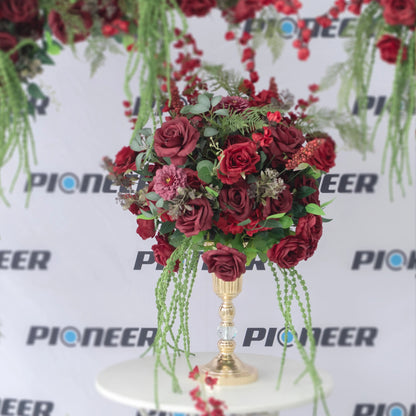 Wine & Crimson Rose Floral Centerpiece Arrangement Roses HQ
