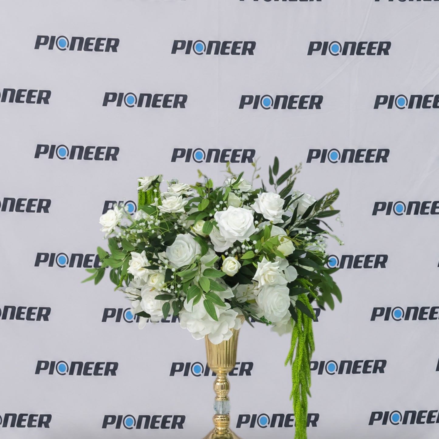 Pure White Rose & Greenery Floral Centerpiece
