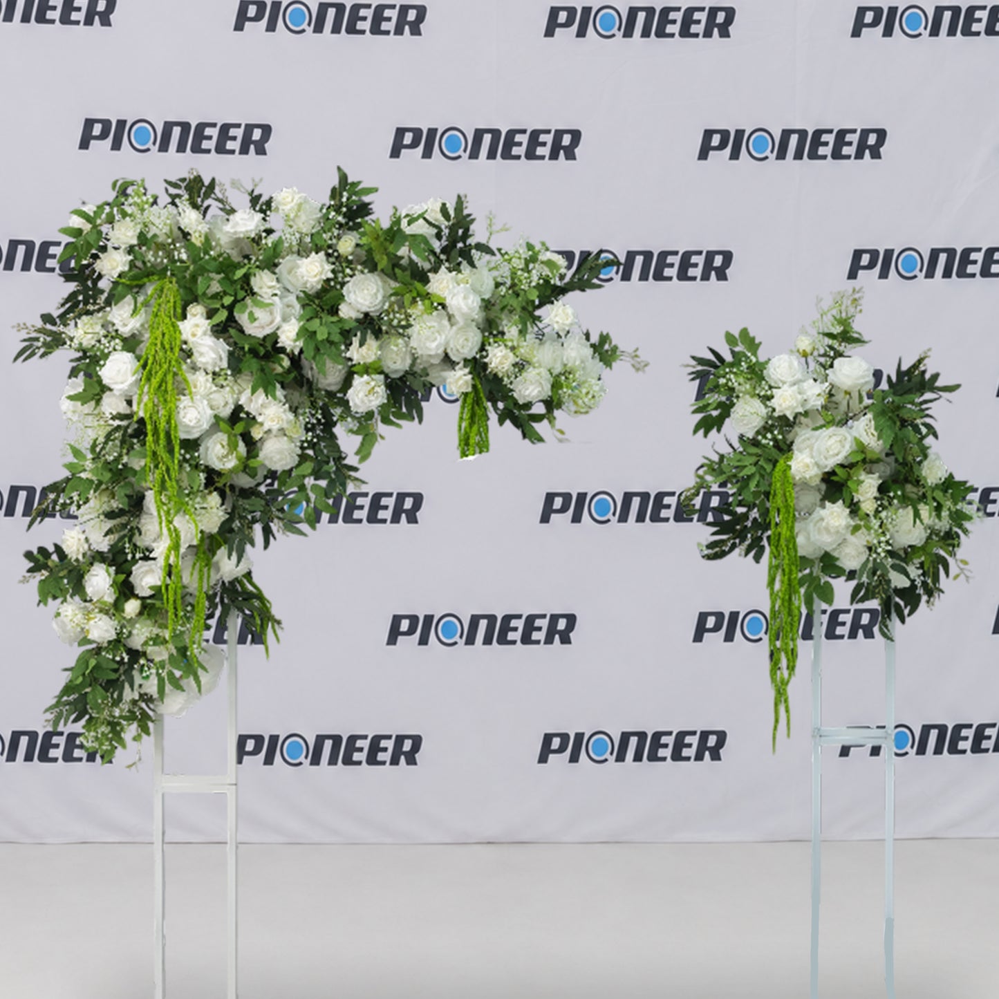 White Rose, Blooms & Layered Foliage Hanging Backdrop