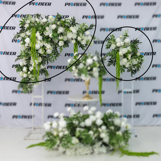 White Rose, Blooms & Layered Foliage Hanging Backdrop