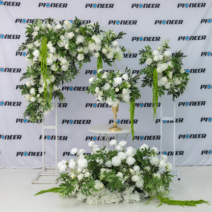 Pure White Rose & Greenery Floral Centerpiece