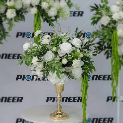 Pure White Rose & Greenery Floral Centerpiece Roses HQ