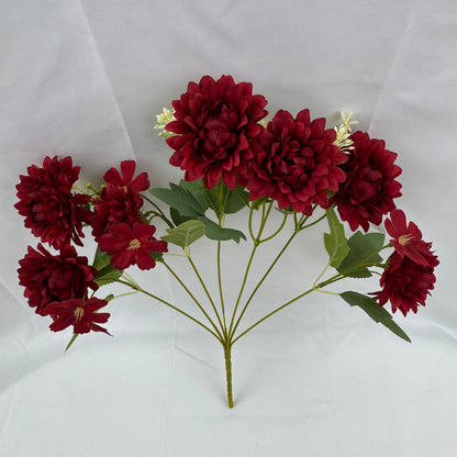 Red Silk Dahlia Bush - 7 Heads