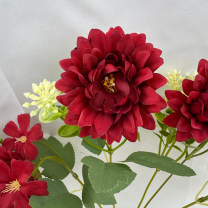 Red Silk Dahlia Bush - 7 Heads
