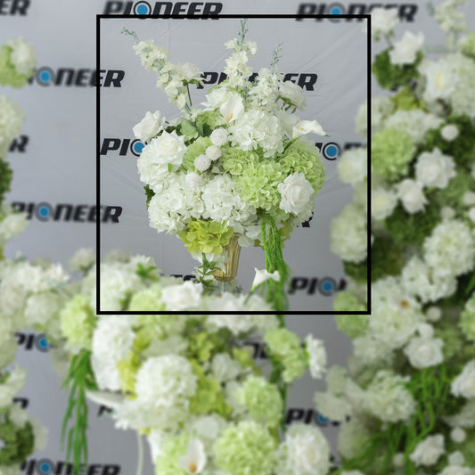 White & Green Hydrangea Floral Centerpiece